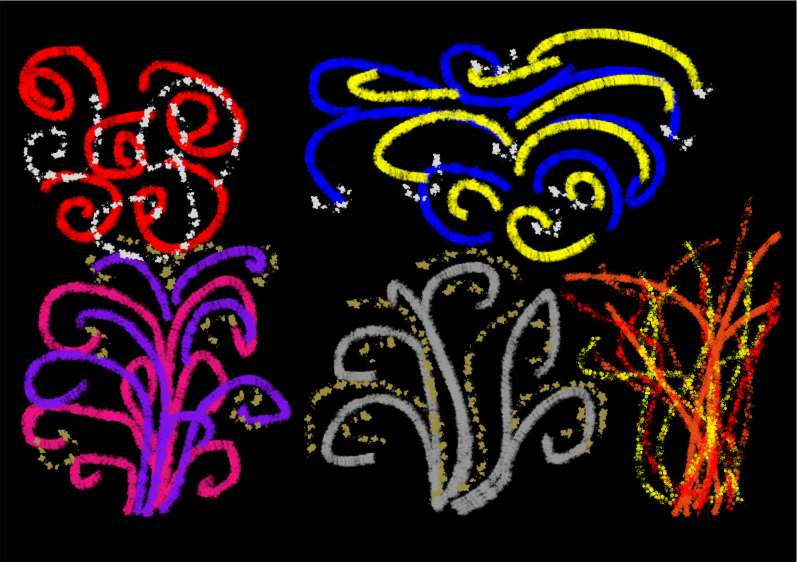 Firework drawing on black